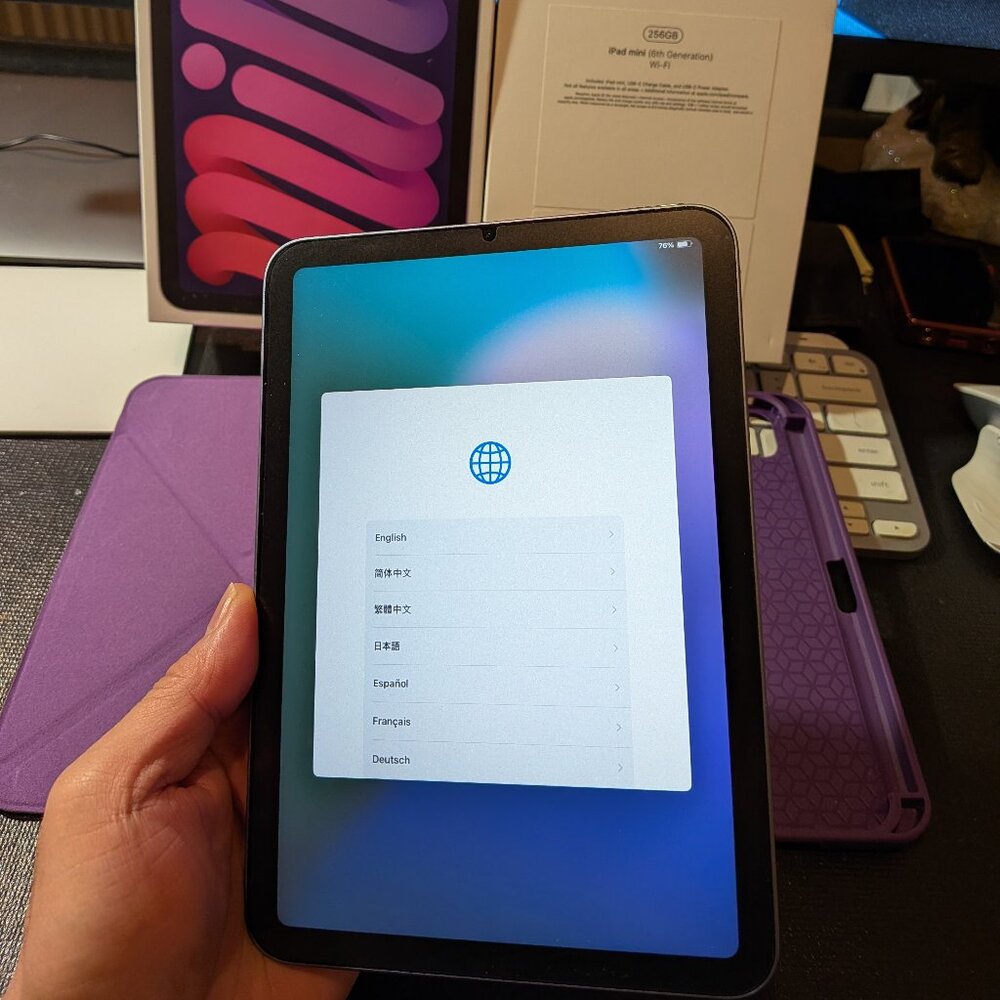 iPad mini 6GEN /256GB (purple) with box + origami case + paperlike and more